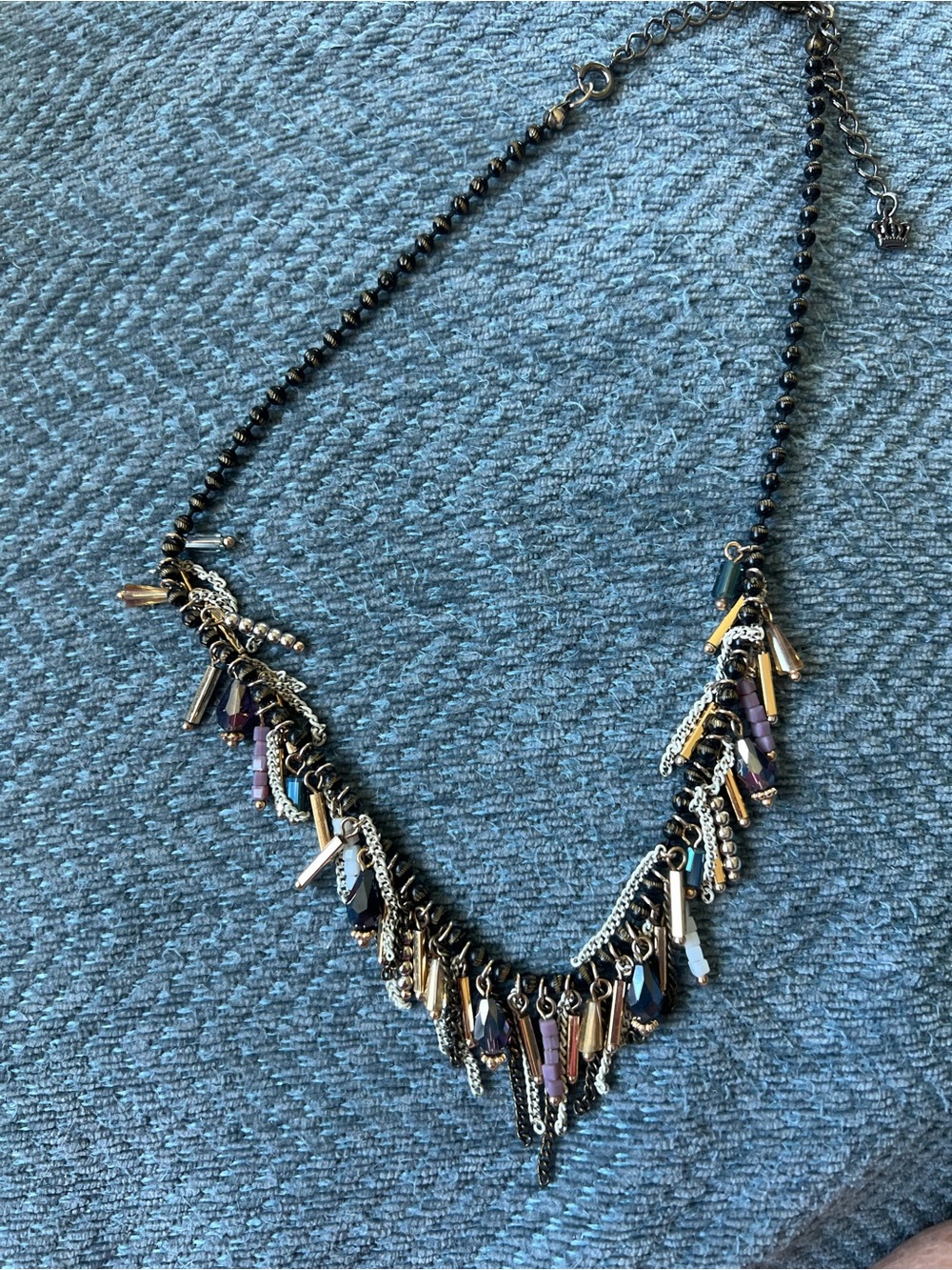Multi-Color Beaded Fringe Necklace